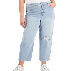 Style & Co Women's Plus Size Light Denim Straight-Leg Mom Jeans